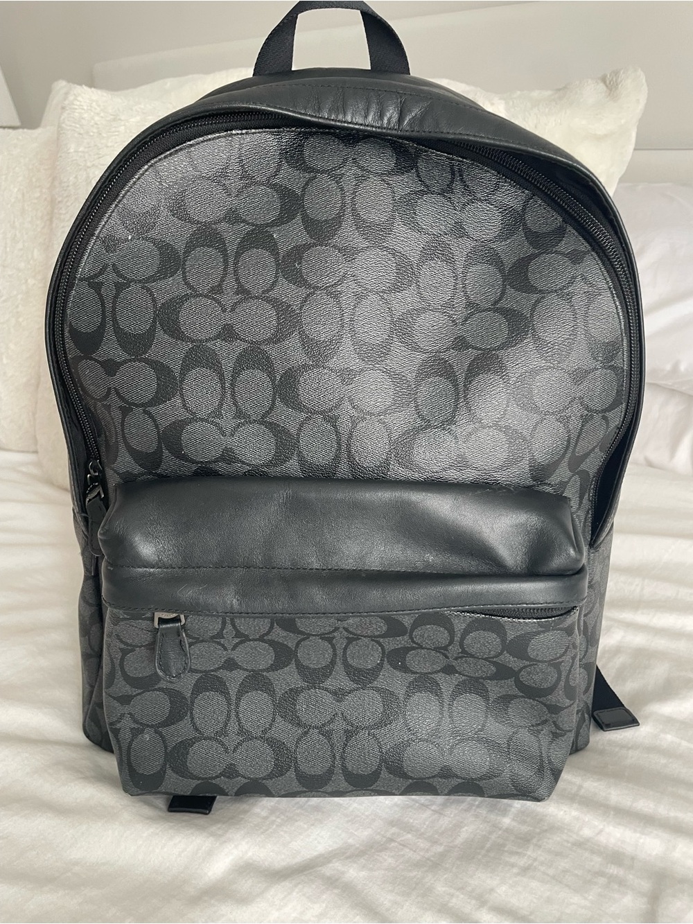 Coach Signature Backpack Leather Daypack in Black and Dark Gray - Picture 9 of 10